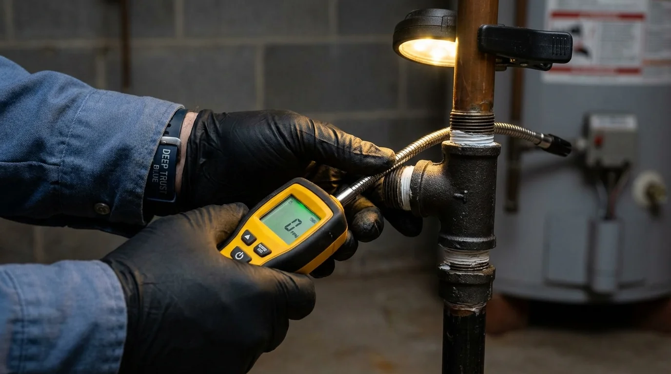 Gas leak detection with electronic sniffer by Johns Plumbing LLC in Riesel