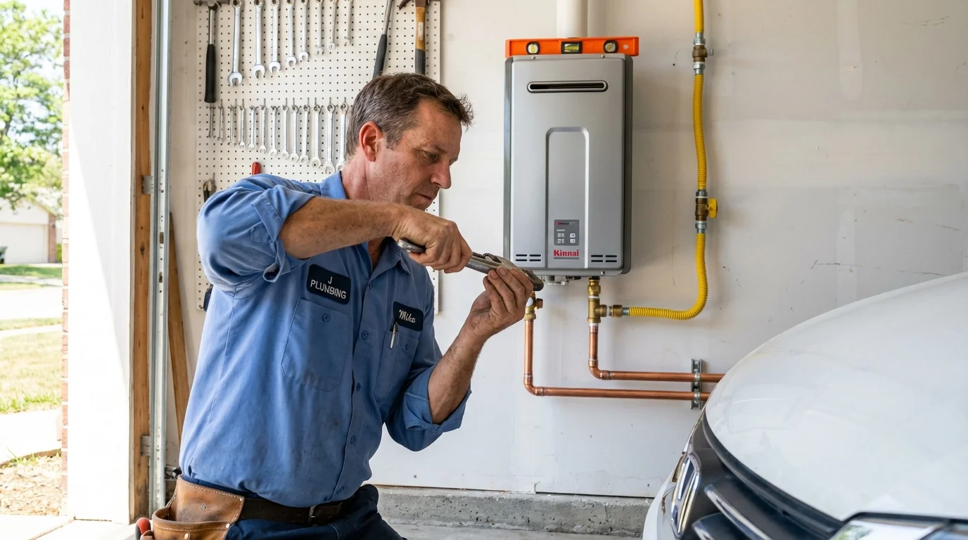 Tankless water heater installation by a Johns Plumbing LLC plumber in Riesel